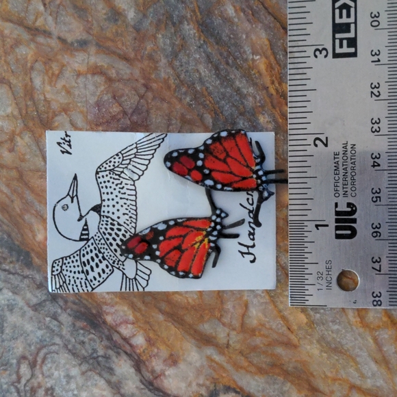 Handcrafted Monarch Butterfly Earrings Jewelry NEW - Picture 2 of 3